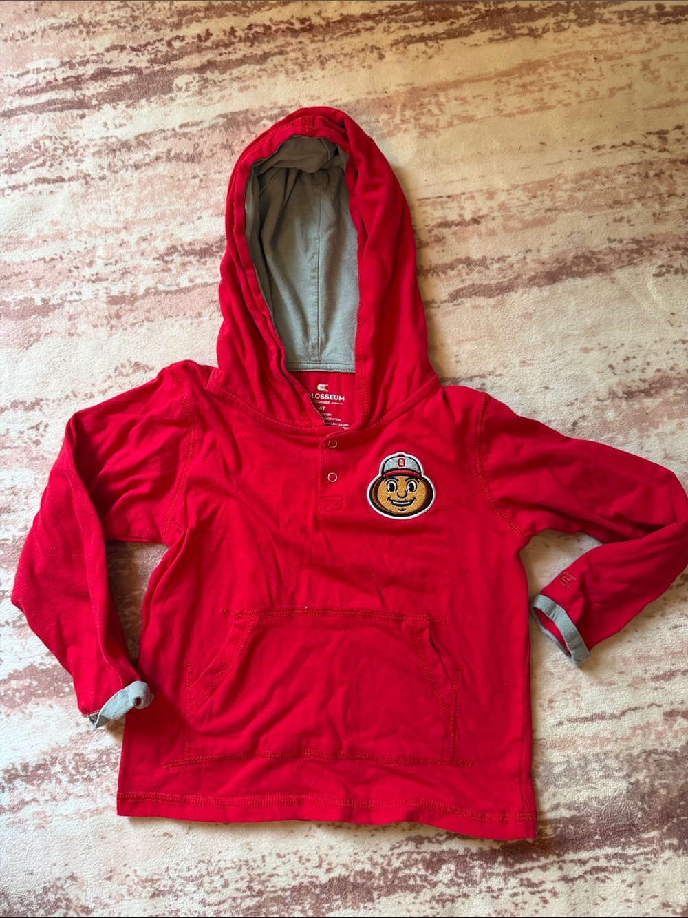 Colosseum Red Kids Hooded Pullover with Mascot Patch